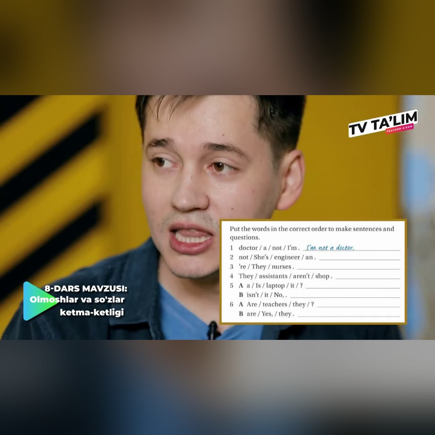 TV TA'LIM. 8-SON. SO'ZLAR KETMA-KETLIGI.